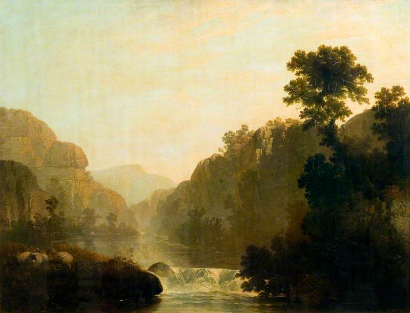 Rocky Landscape With A River And Sheep — Henry Thomas Dawson