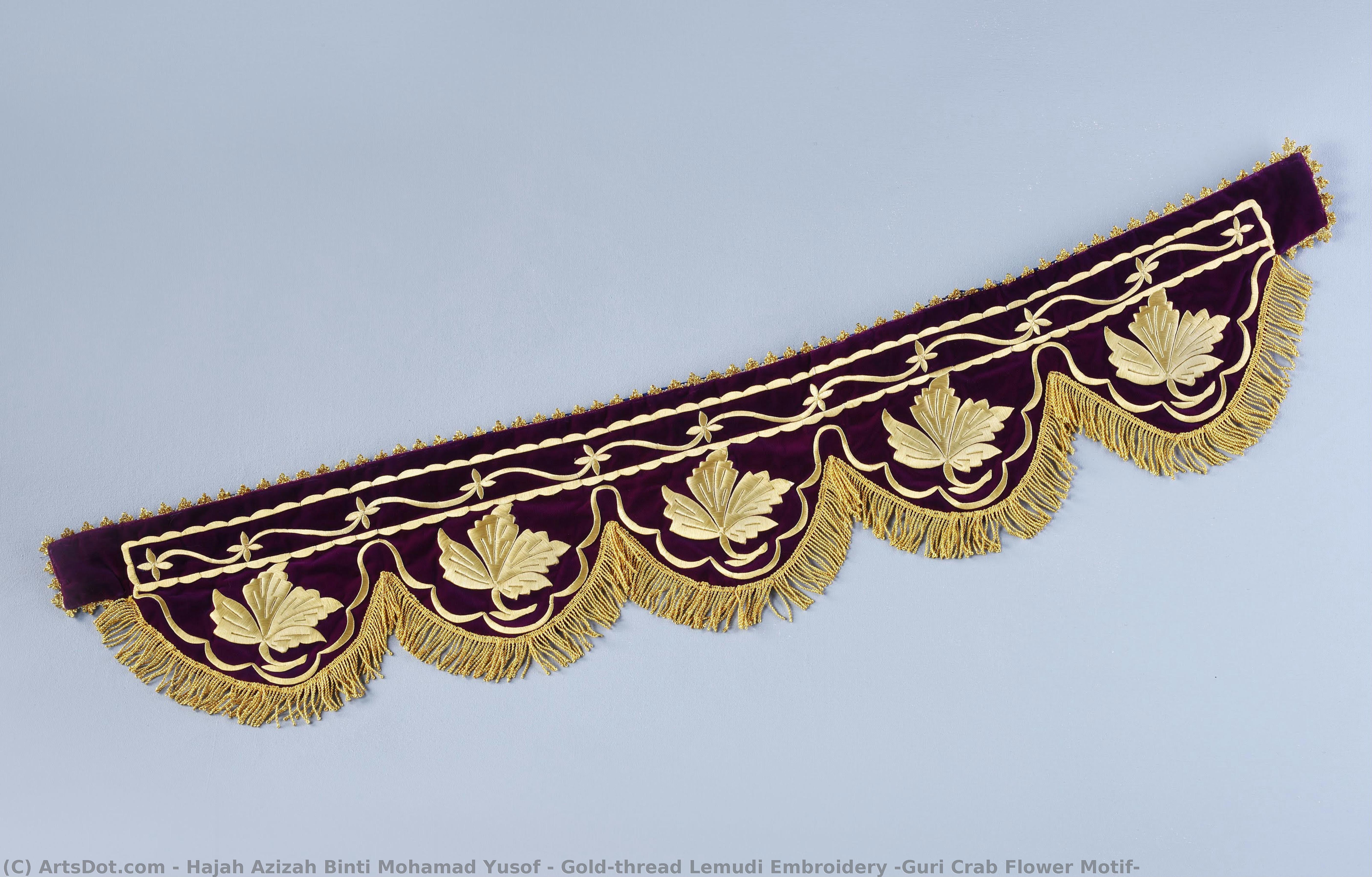Gold-thread Lemudi Embroidery (guri Crab Flower Motif) — Hajah Azizah Binti Mohamad Yusof