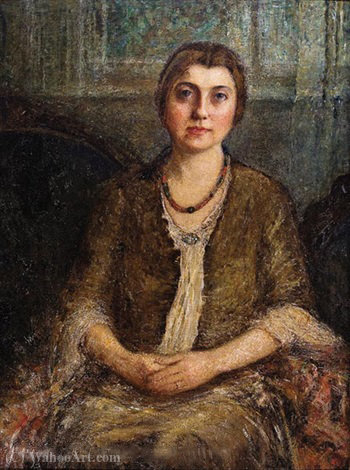 Portrait Of A Young Woman Seated In An Interior, New Orleans — ヘレン・マリア・ターナー