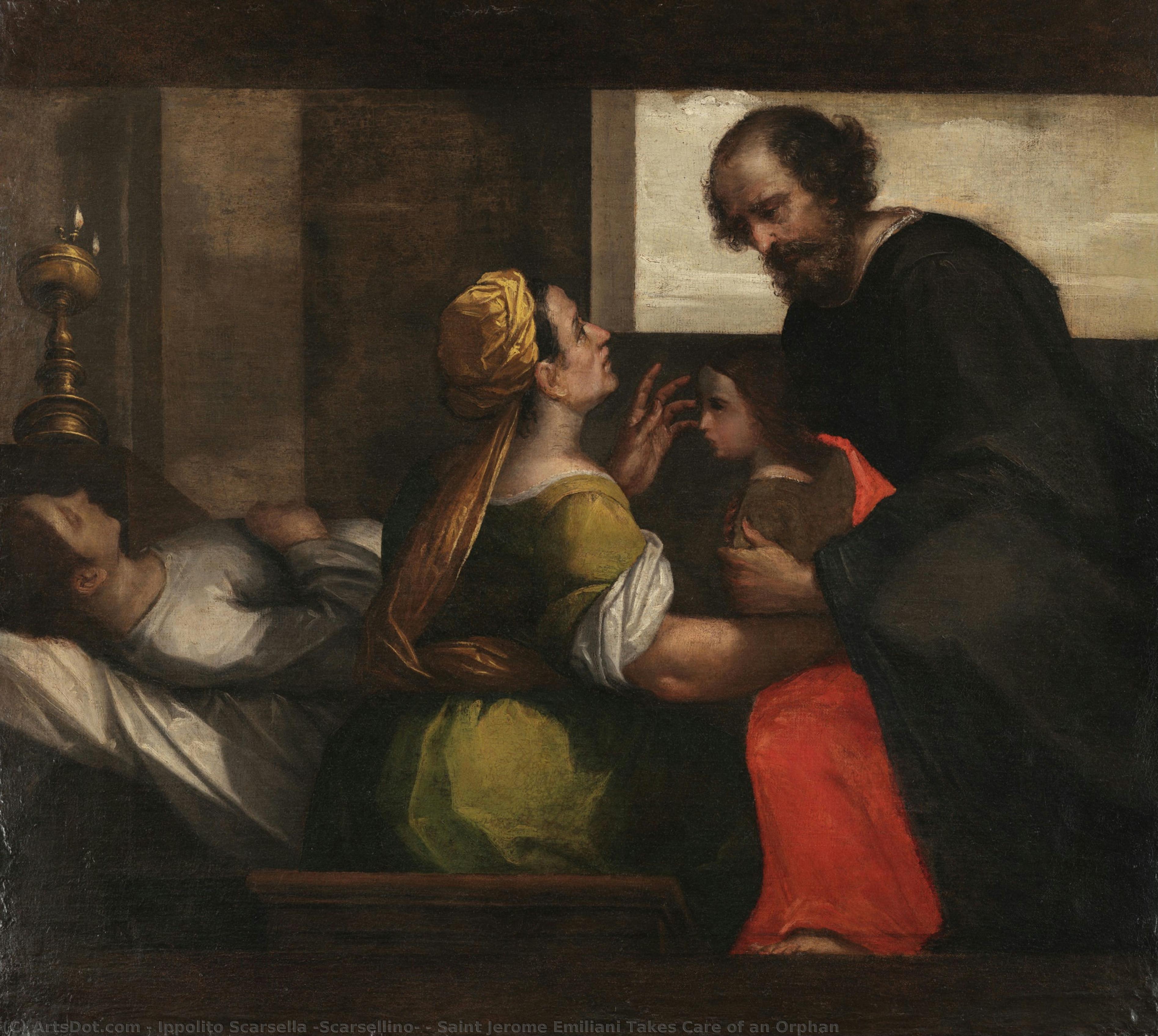 Saint Jerome Emiliani Takes Care Of An Orphan — Ippolito Scarsella (scarsellino)
