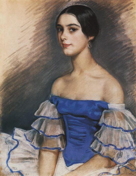 Portrait Of N. Geydenreyh In Blue — Zinaida Serebriakova