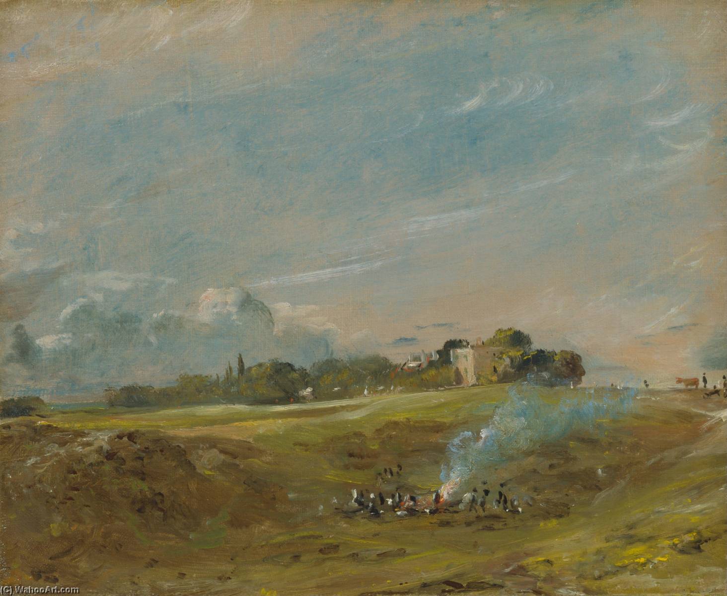 Hampstead Heath, With A Bonfire — Джон Констебл