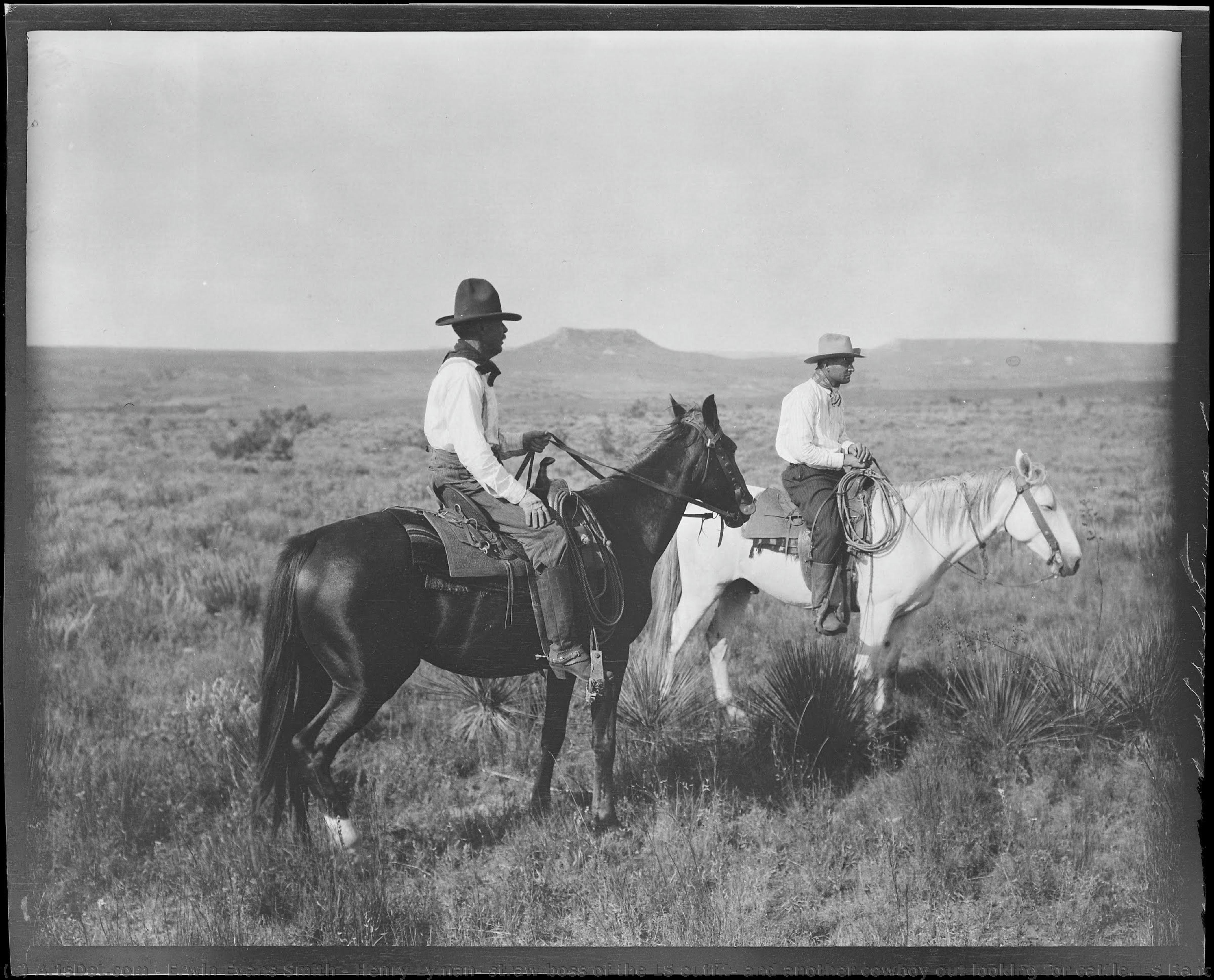 Henry Lyman, Straw Boss Of The Ls Outfit, And Another Cowboy Out Looking For Cattle. Ls Ranch, Texas. — Erwin Evans Smith