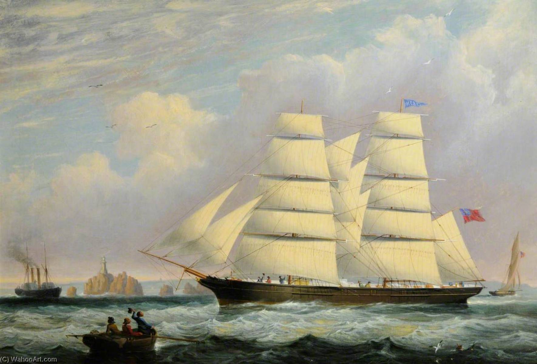 The 'hebe' Of Jersey Off Corbiere, And A Paddle Steamer — Philip John Ouless