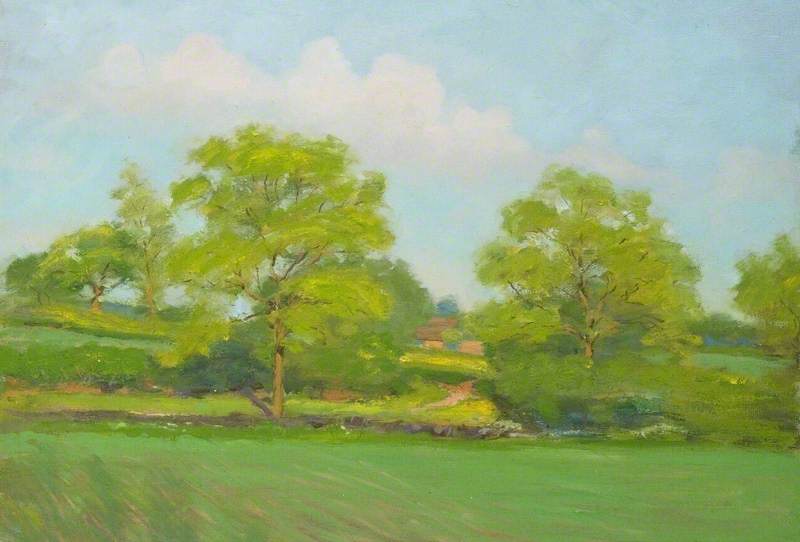 Farmland With Distant Farmstead — Albert Ranney Chewett