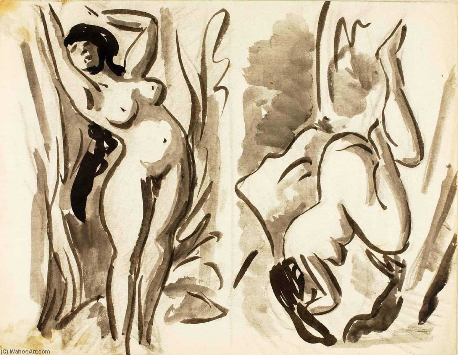 Two Female Nudes, Reclining — Carl Newman