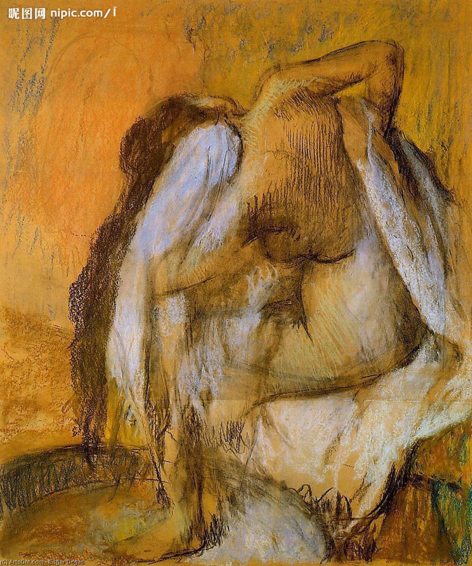 After The Bath, Woman Drying Herself 1 — Edgar Degas