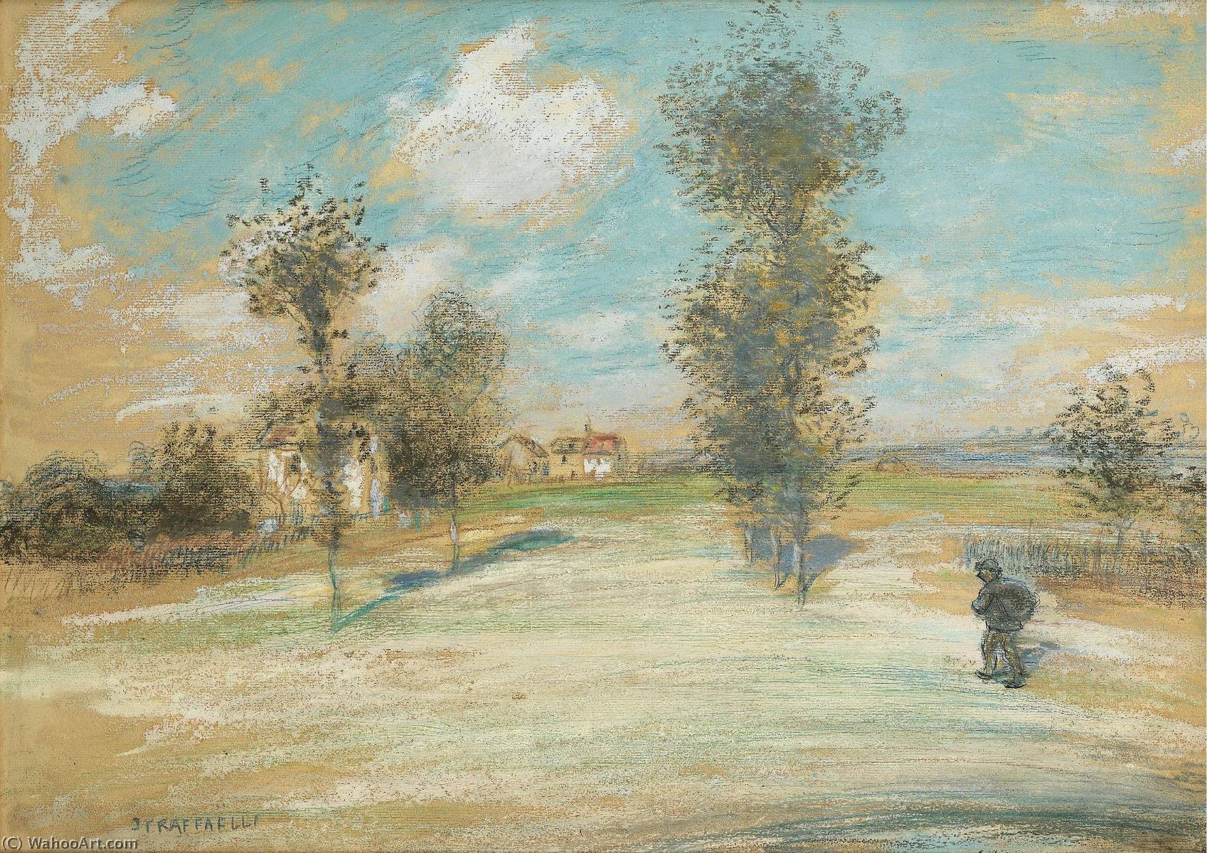 Landscape With A Peasant On The Road — Jean-françois Raffaelli