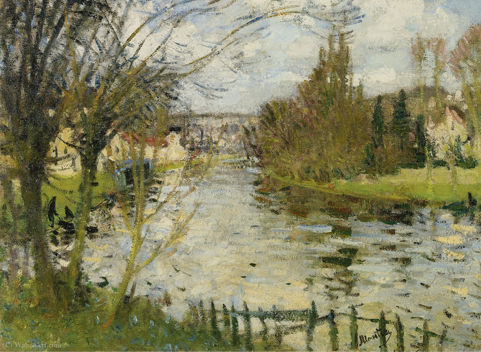 Village At The Bank Of The River — Pierre-eugène Montézin