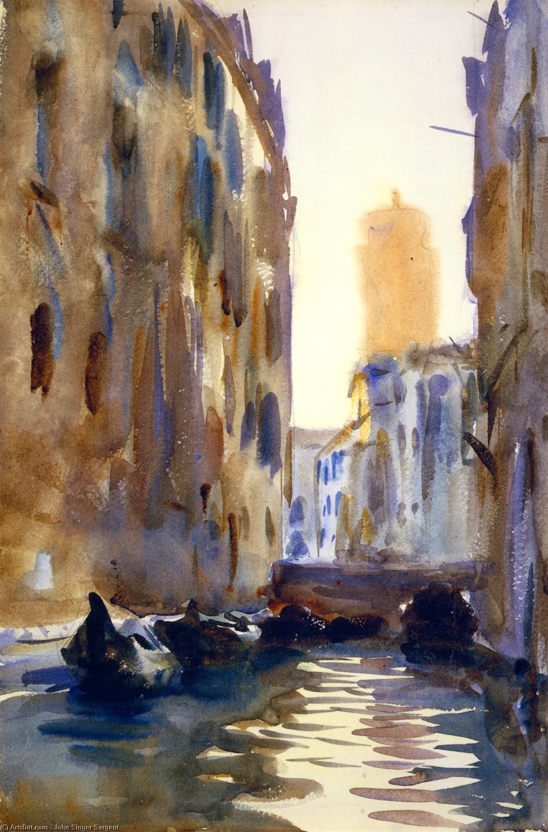 Rio Amalteo With The Campanile Of The Frari In The Distance (also Known As The Narrow Canal, Venice) — John Singer Sargent