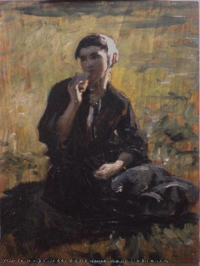 Woman Sitting In A Meadow — Jules Adolphe Aimé Louis Breton