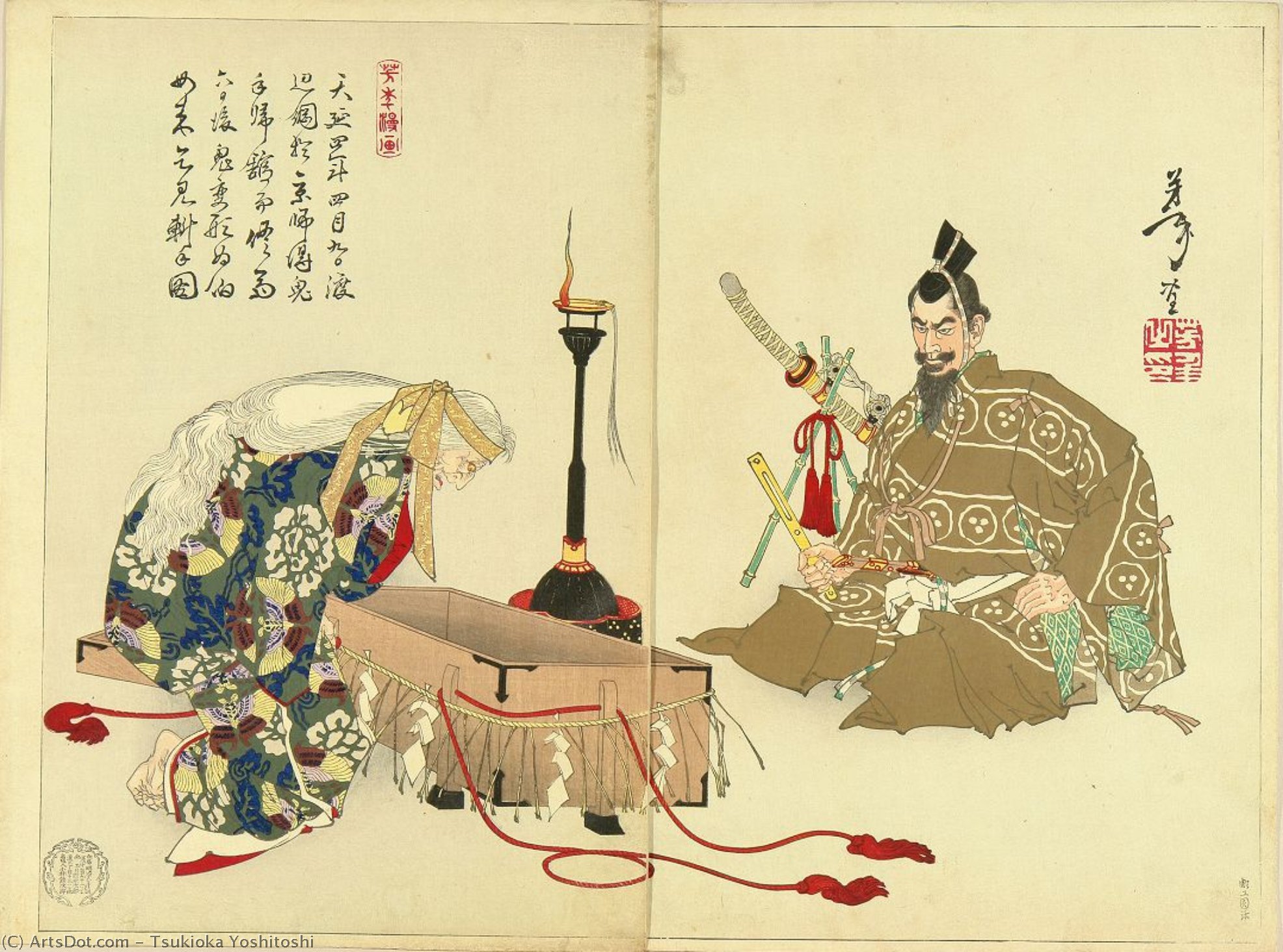 Watanabe No Tsuna Releasing The Arm Of The Demon Woman — Tsukioka Yoshitoshi