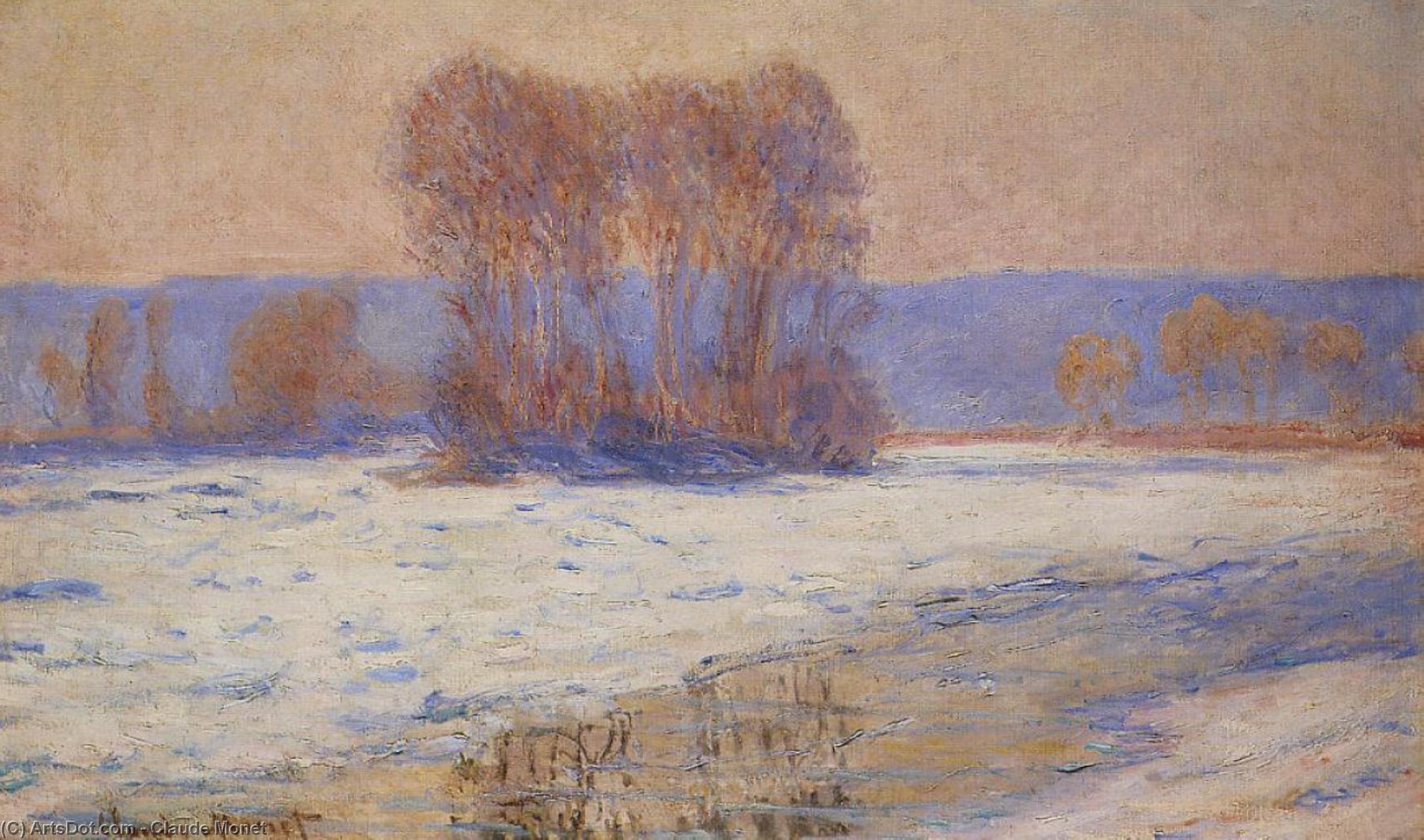 Die Seine Bei Bennecourt Im Winter — Claude Monet