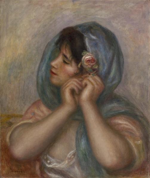 Young Woman Arranging Her Earring — Pierre-auguste Renoir