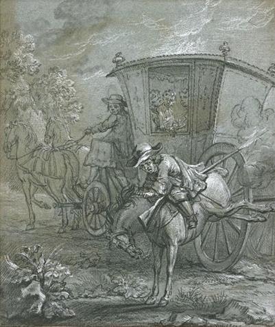 Ragotin On Horseback With A Rifle That Shoots Him Between The Legs — Jean-baptiste Oudry