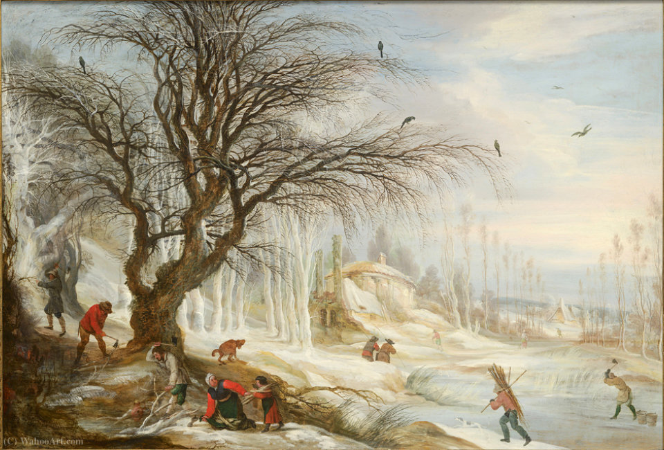 Winter Landscape With Wood Gatherers — Gijsbrecht Leytens