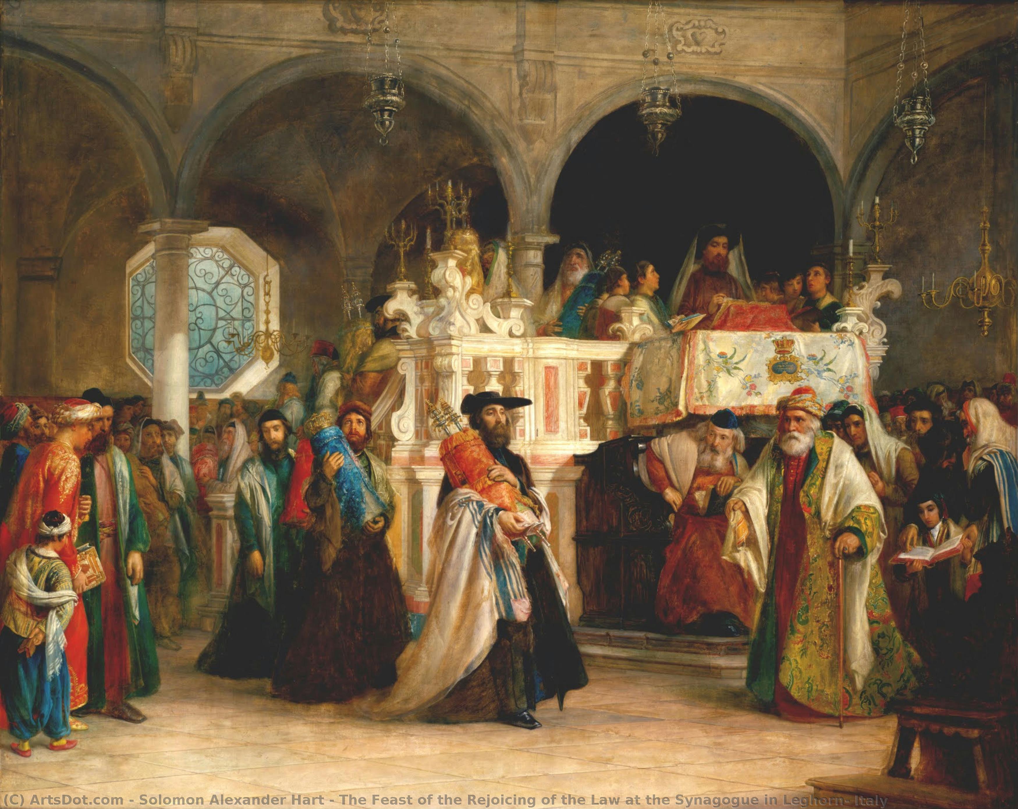 The Feast Of The Rejoicing Of The Law At The Synagogue In Leghorn, Italy — Solomon Alexander Hart