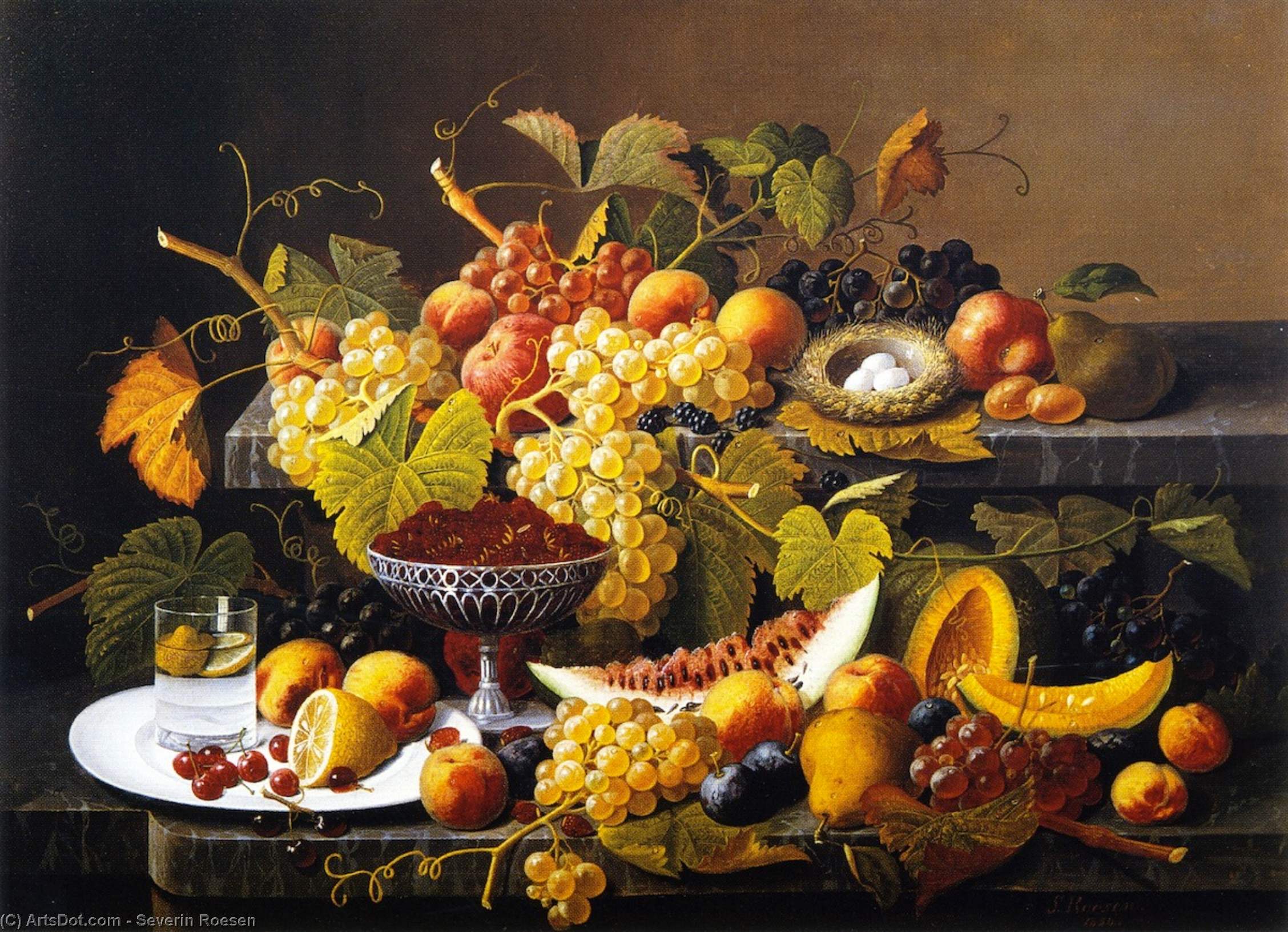 Still Life - Basket Of Apples And Chestnuts On A Table — Severin Rösen