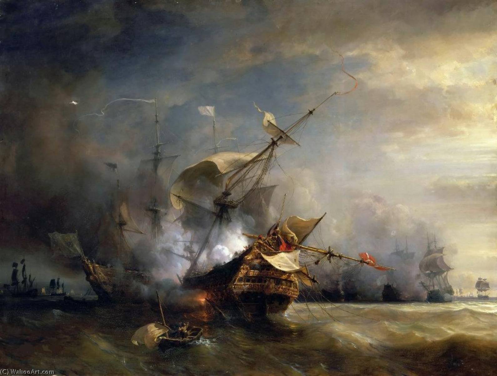 Naval Combat Off Cape Lizard In Cornwall, October 21, 1707 — Jean Antoine Théodore Gudin