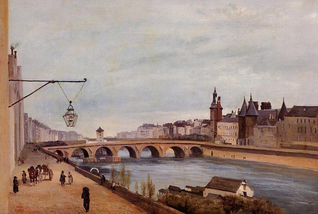 The Pont-au-change And The Palais De Justice — Jean-baptiste-camille Corot