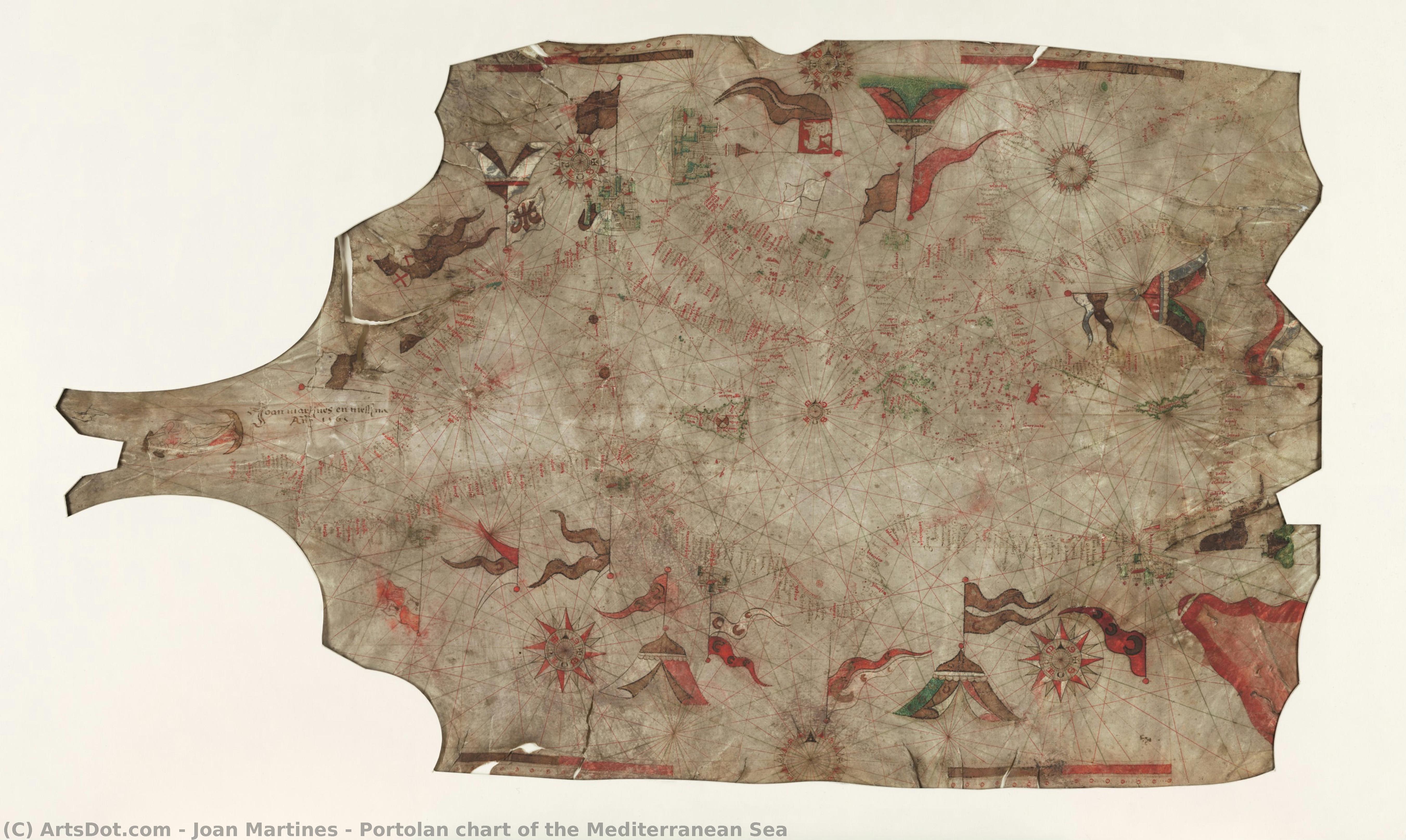 Portolan Chart Of The Mediterranean Sea — Joan Martines