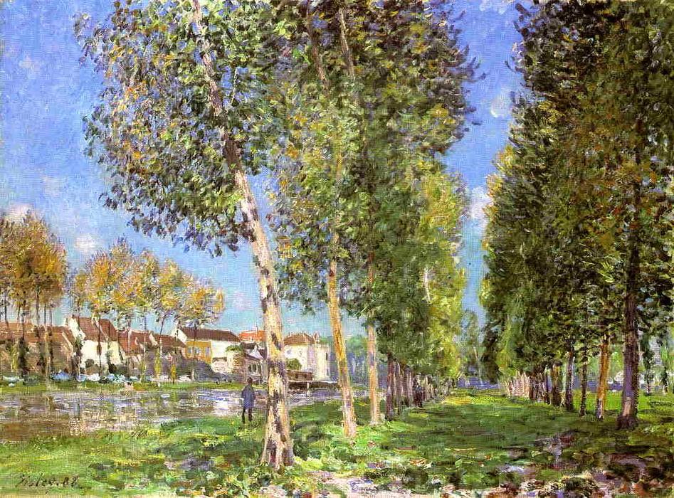 The Lane Of Poplars At Moret-sur-loing — Alfred Sisley