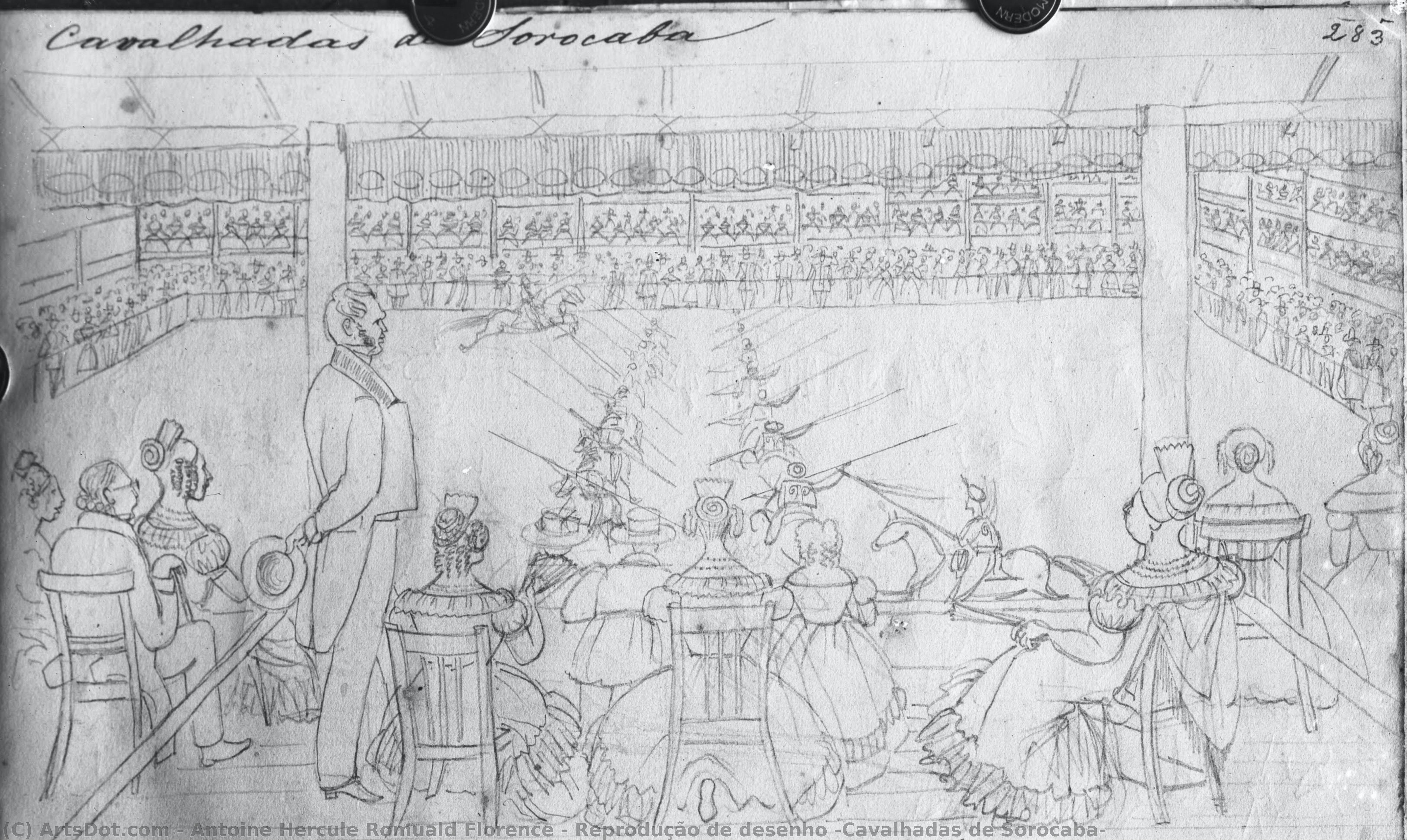 Reprodução De Desenho “cavalhadas De Sorocaba” — Antoine Hercule Romuald Florence