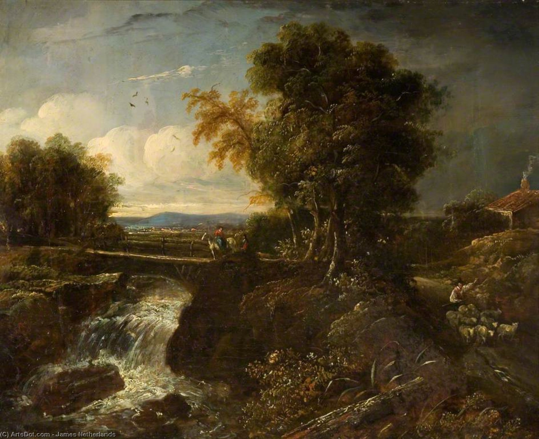 Bridge And Waterfall Scene — Джеймс Холланд