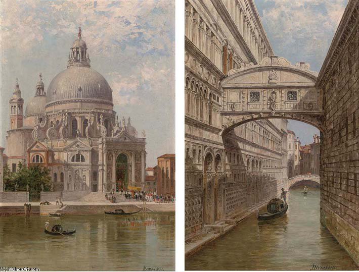 A Church Procession At Santa Maria Della Salute; And A Gondolier At The Bridge Of Sighs — Antonietta Brandeis