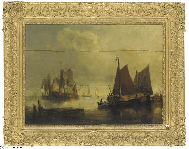 Fishing Boats In A Calm Off The Dutch Coast — Charles Martin Powell