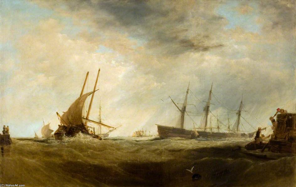 A Brisk Gale - A Dutch East-indiaman Landing Passengers — Sir Augustus Wall Callcott