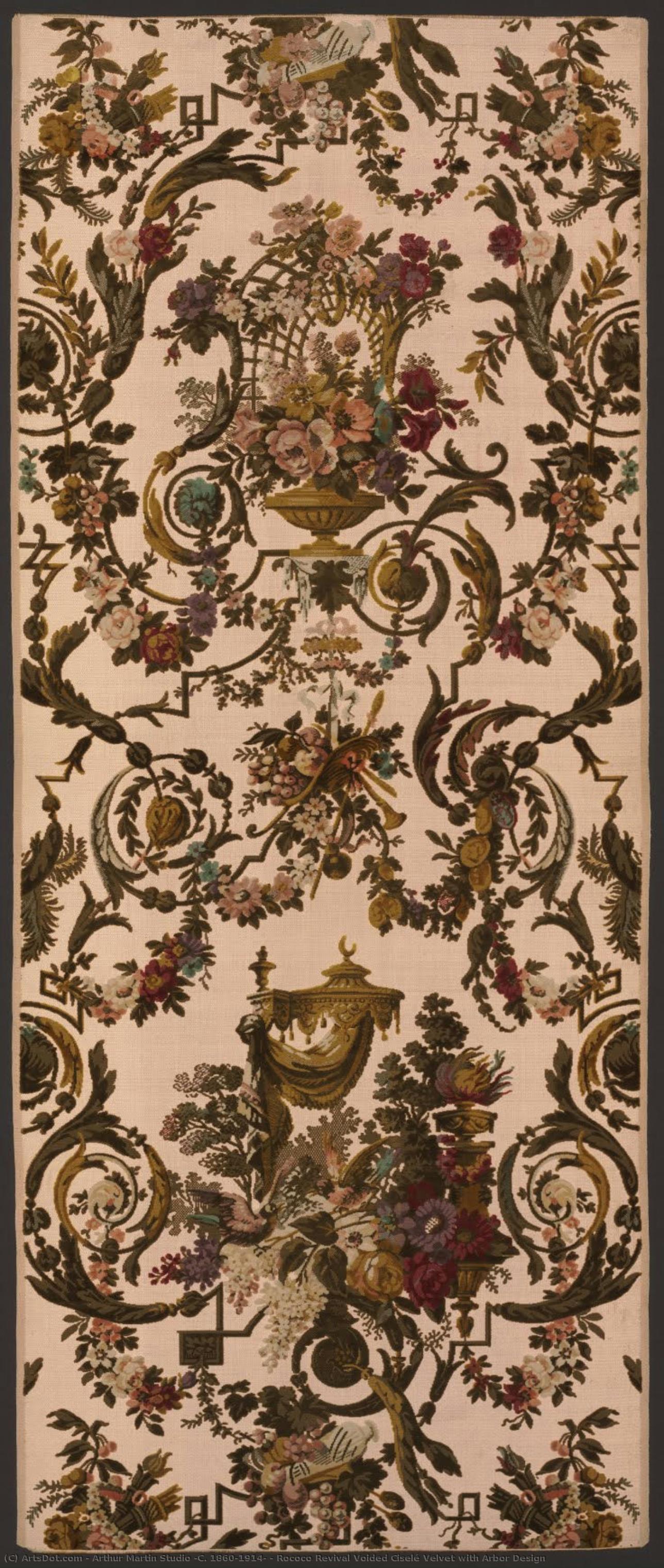 Rococo Revival Voided Ciselé Velvet With Arbor Design — Arthur Martin Studio (c. 1860-1914)