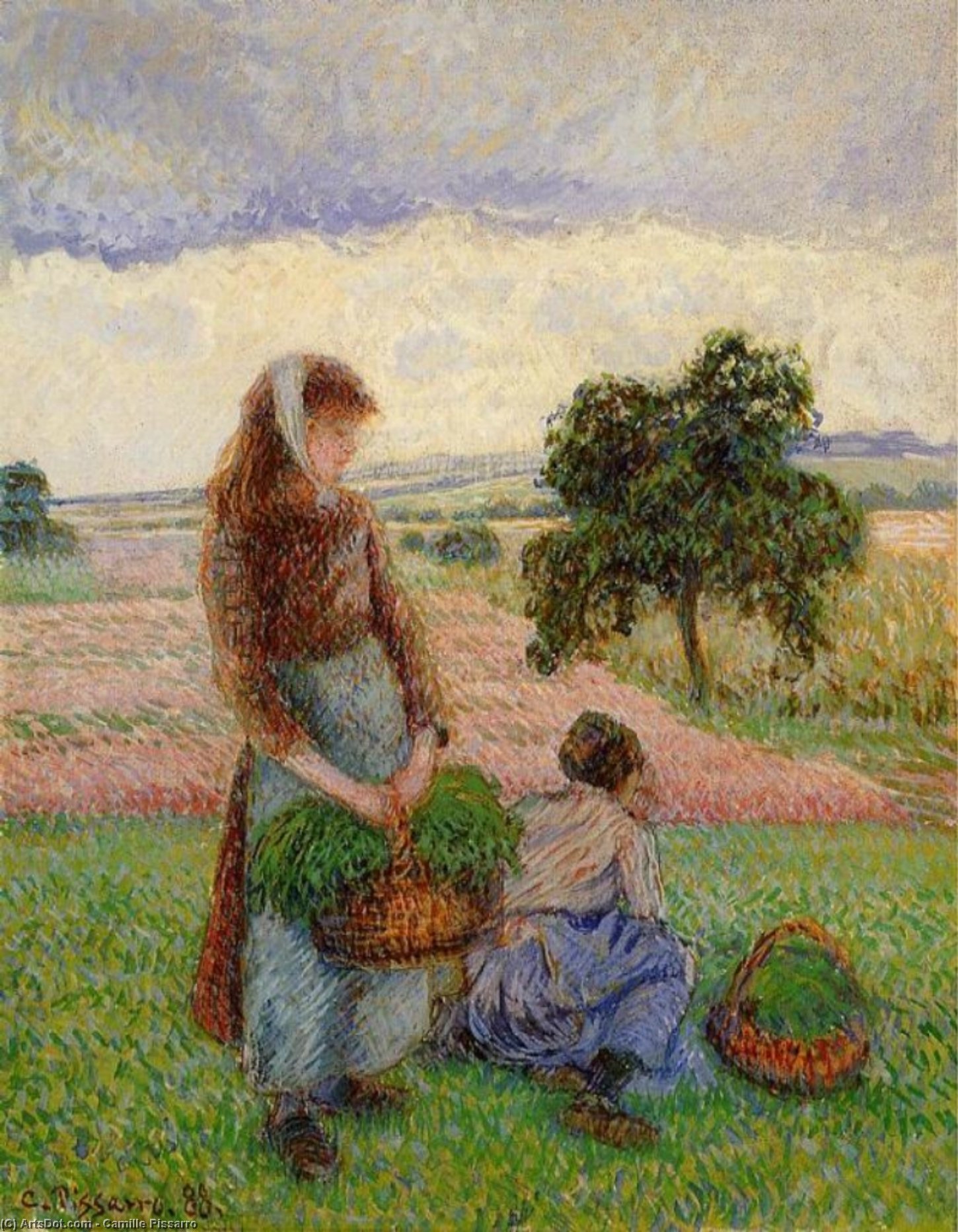 Peasant Woman Carrying A Basket. — Kamij Pisaro