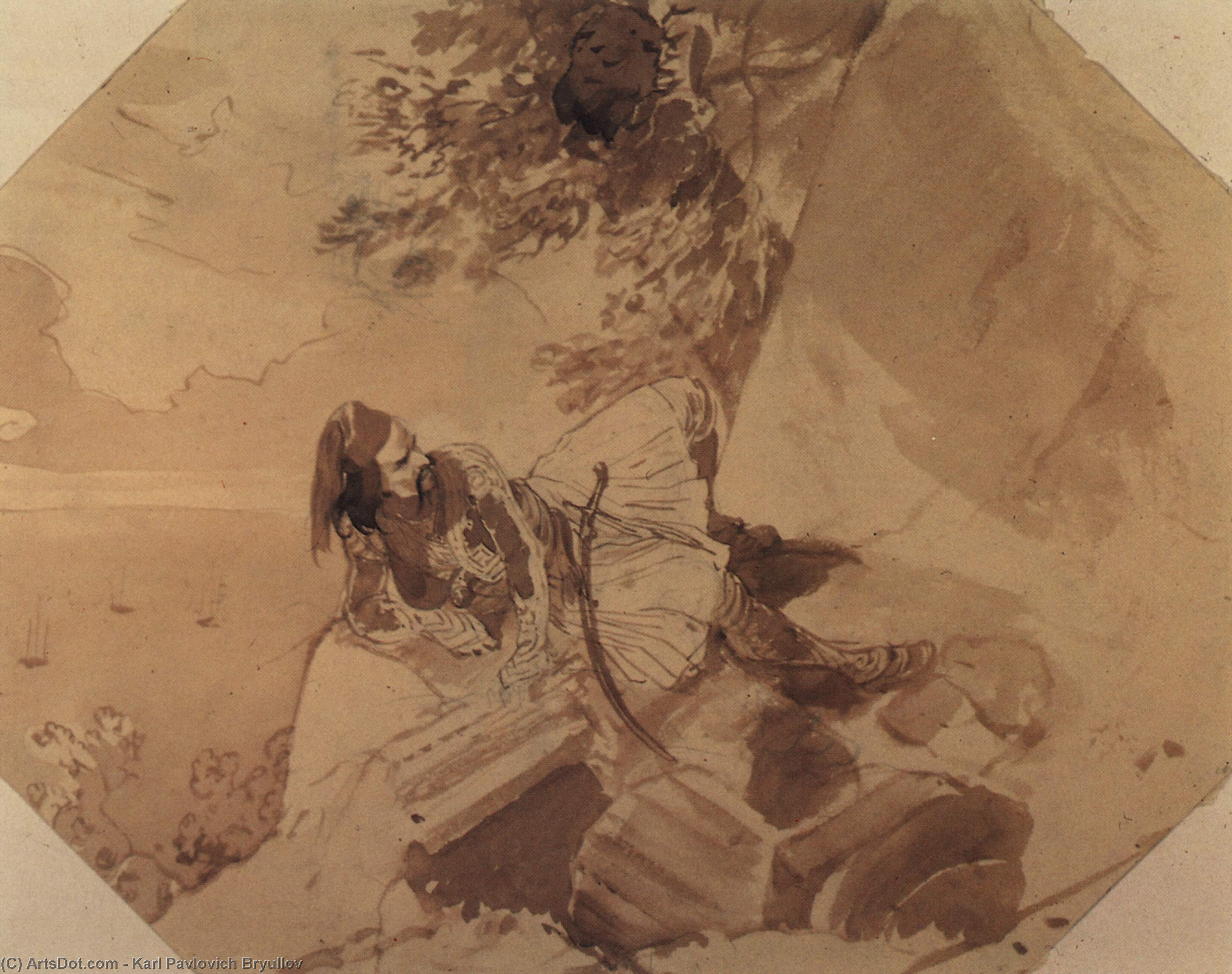 Greek Lying On A Rock — Karl Pavlovich Bryullov