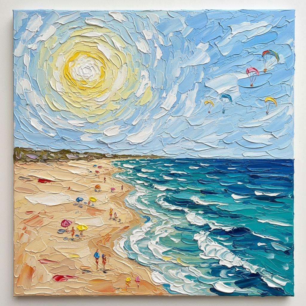 Strahlende Sonnenwende: Eine Impasto-sinfonie Aus Sonnenbeschienenen Ufern Und Azurblauen Gezeiten — Christian Noiret