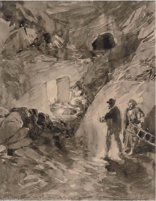 The Rock-cut Tunnel Near The Fountain Of The Virgin, Nazareth — William Simpson