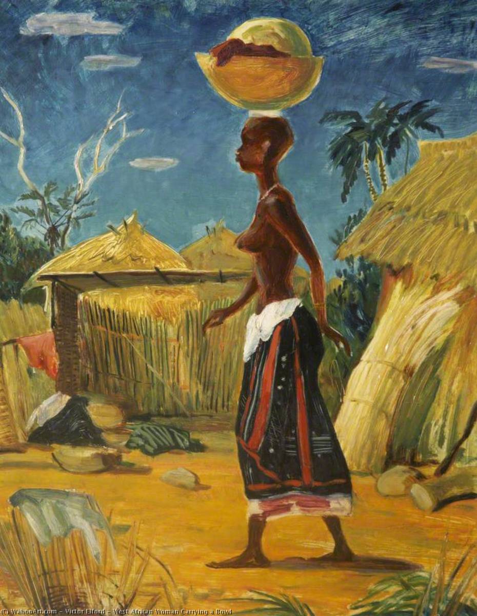 West African Woman Carrying A Bowl — Victor Elford