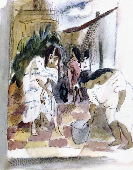 Women Washing The Floor — Julius Mordecai Pincas