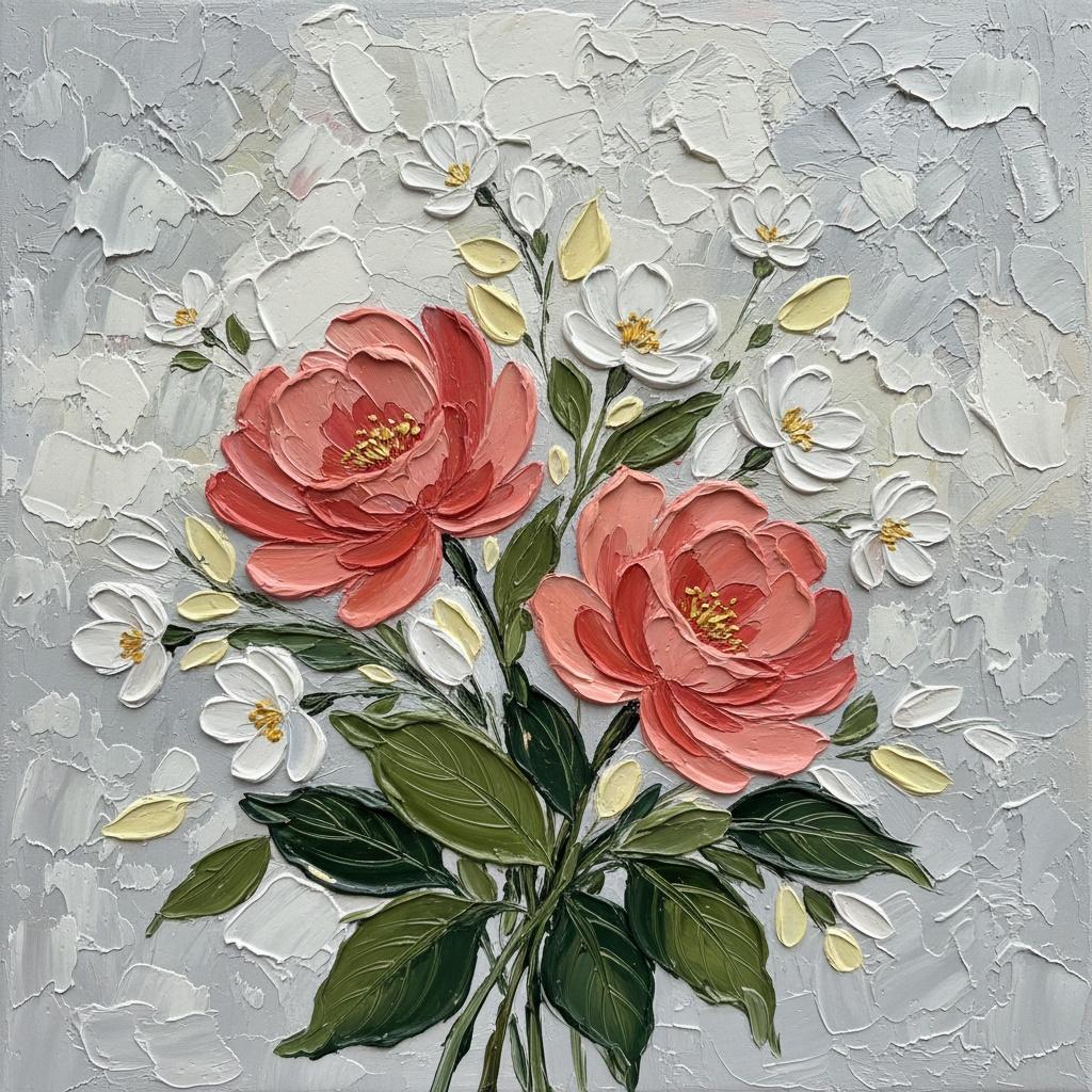Ephemeral Coral Bloom In Sculptural Impasto: A Meditative One Of One Masterpiece — Christian Noiret