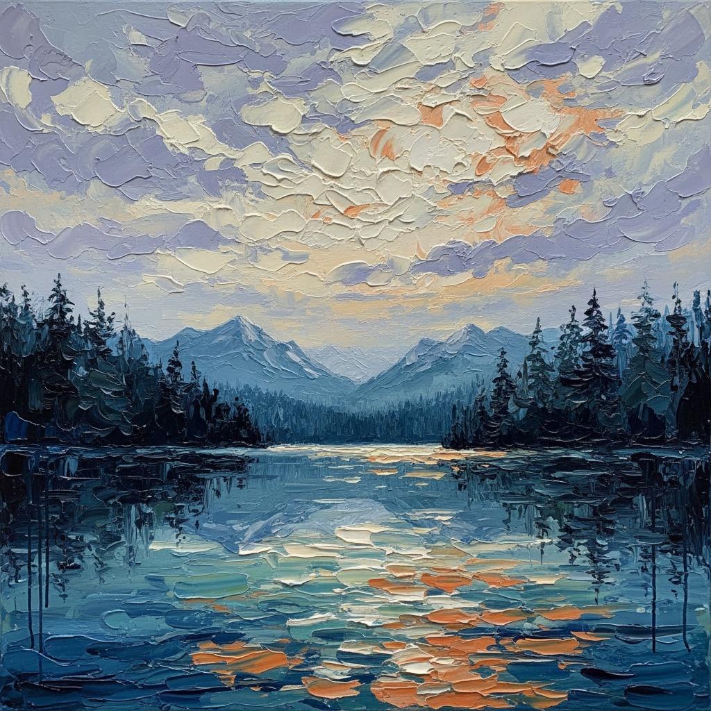 Sculptural Twilight: Luminous Mountain Peaks Framed By Silhouetted Pines And Golden Reflections — Christian Noiret