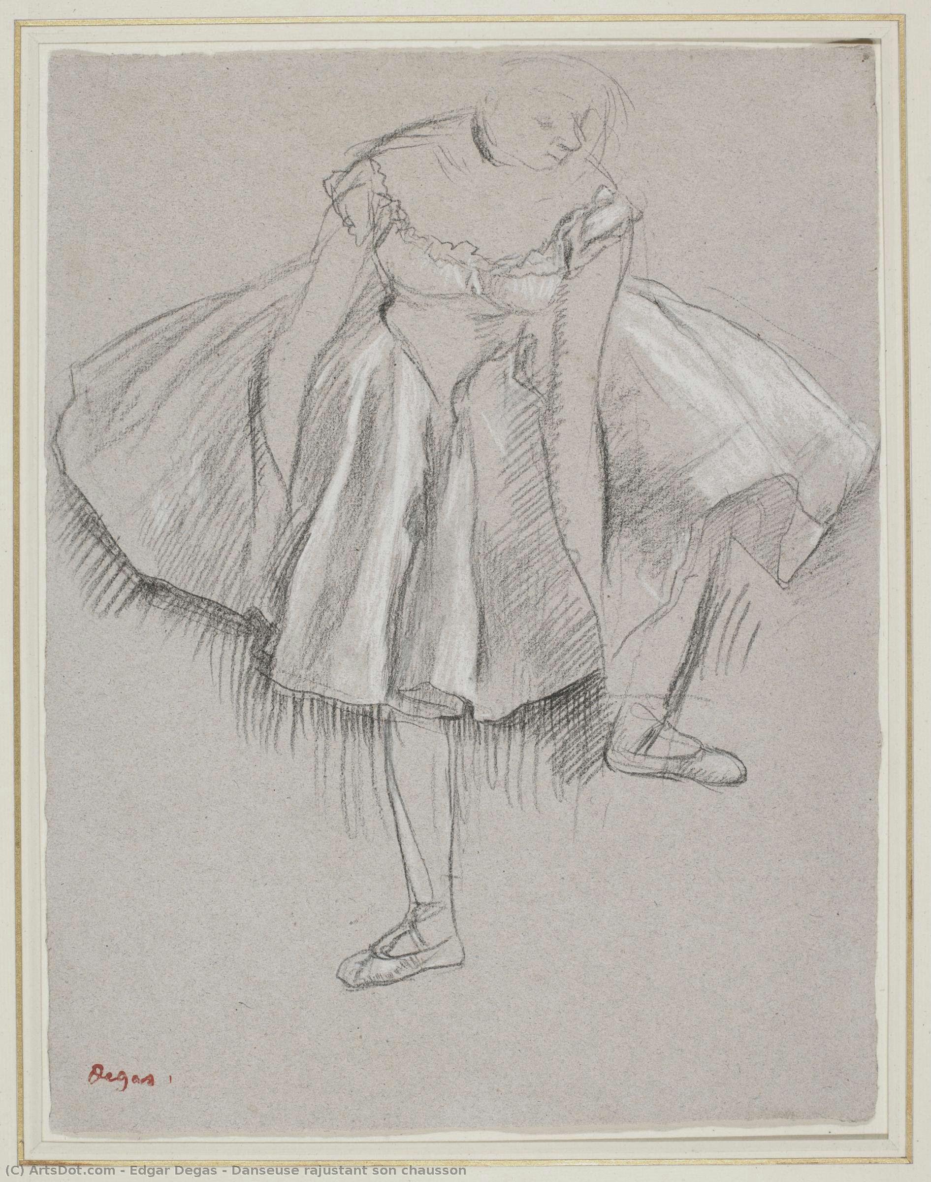 Tanzende Ballerina Beim Zuschneiden Ihrer Pantoffeln — Hilaire-germain-edgar Degas