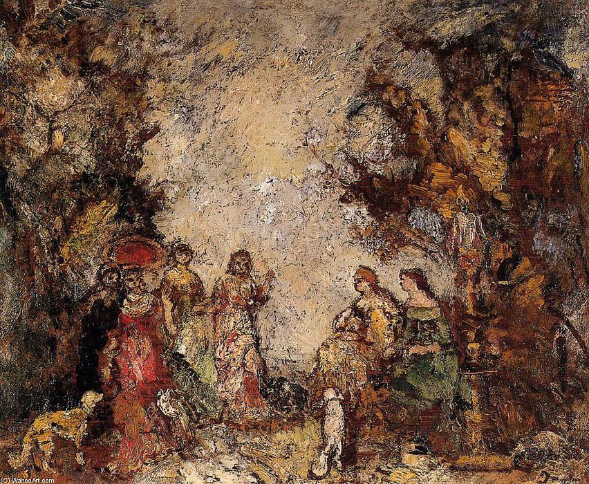 The Meeting Of The Elegant Ladies — Adolphe Joseph Thomas Monticelli