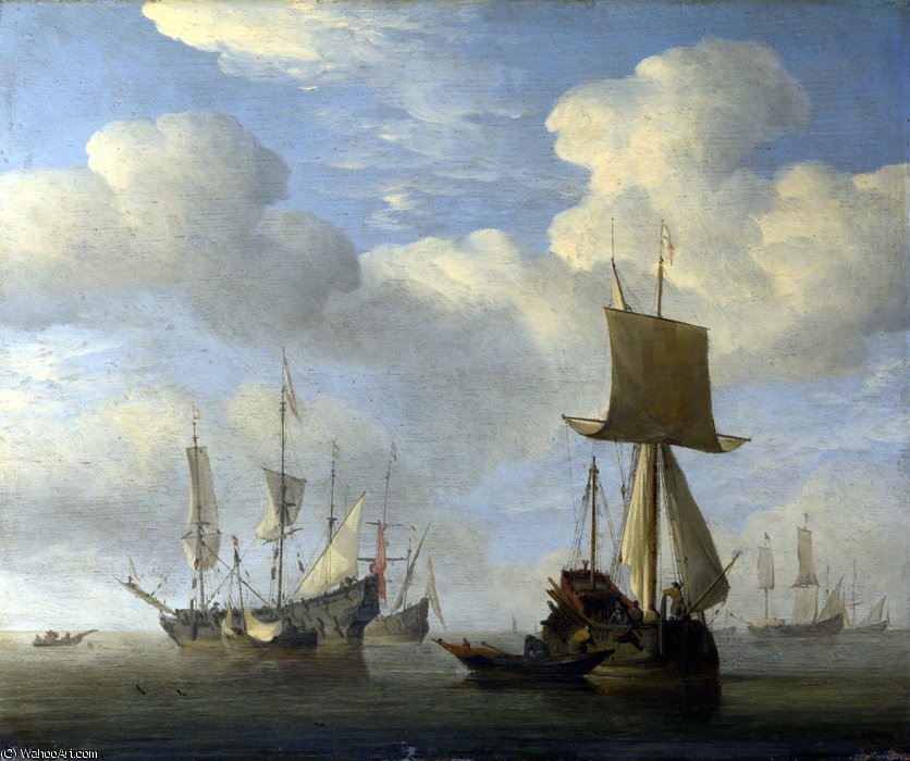 An English Vessel And Dutch Ships Becalmed — Willem Van De Velde The Younger