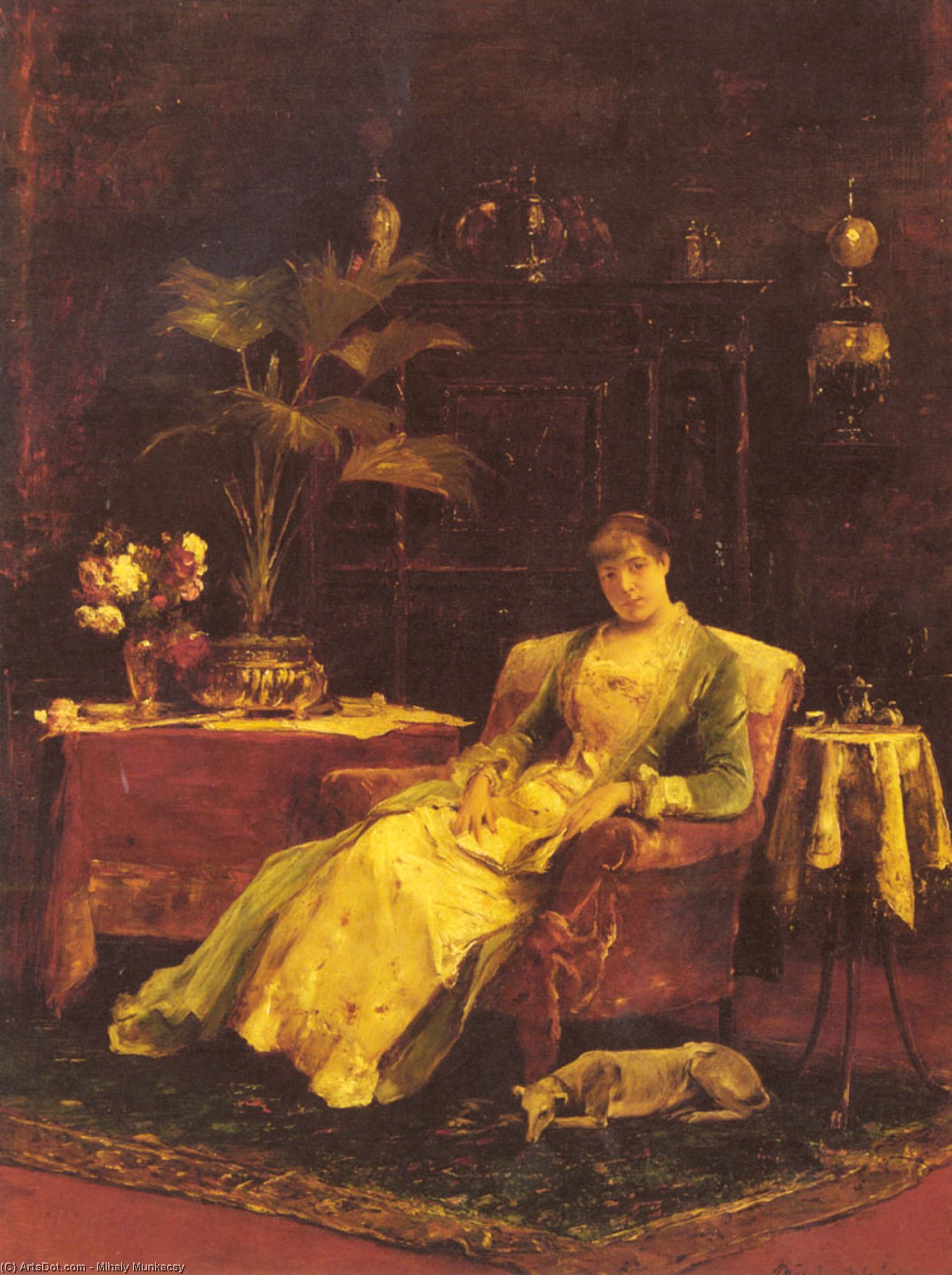 A Lady Seated In An Elegant Interior — Mihály Munkácsy