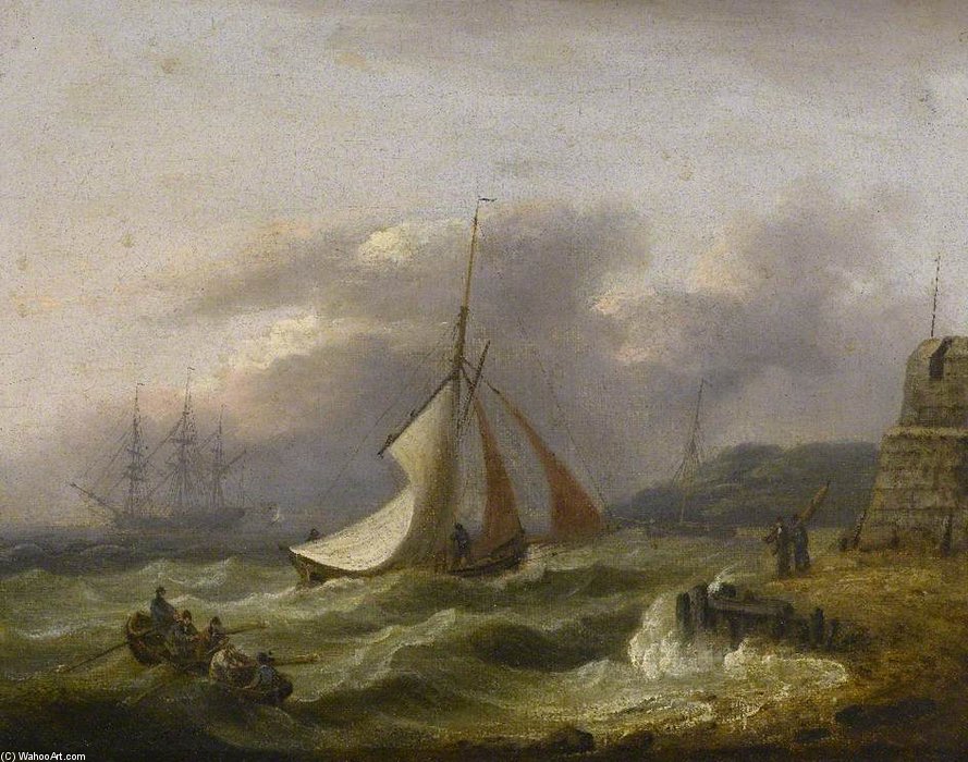 Seascape, Shipping Off The Coast In Rough Seas — Thomas Luny