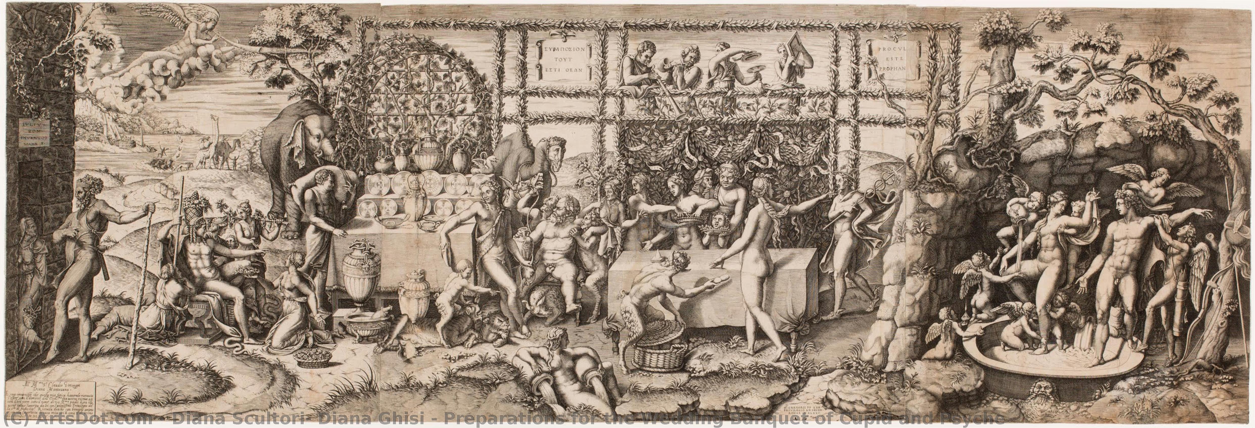 Preparations For The Wedding Banquet Of Cupid And Psyche — Diana Scultori, Diana Ghisi