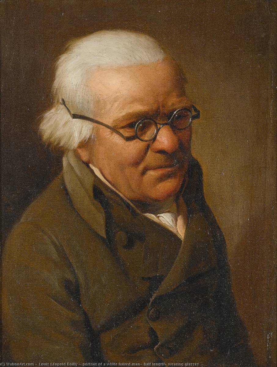 Portrait Of A White Haired Man, Half Length, Wearing Glasses — Louis Léopold Boilly
