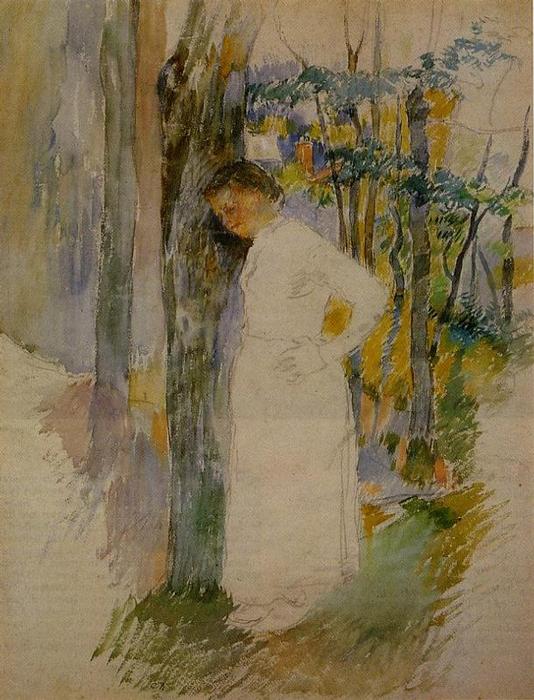 Peasant Woman Standing Next To A Tree — Camille Pissarro