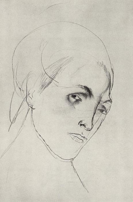 Sketch Of A Woman's Head To The Picture Mother — Kuzma Petrov-vodkin