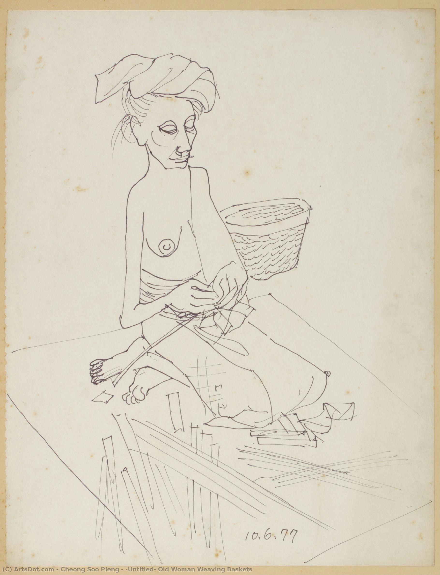 (untitled) Old Woman Weaving Baskets — Cheong Soo Pieng